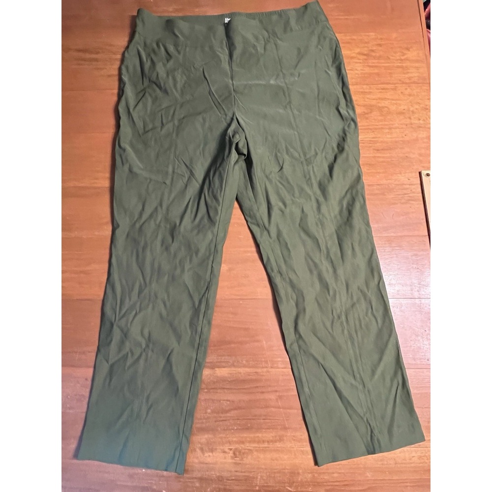 Kim Rogers Women's Size 18 Short Elastic Pants Green Tummy Control‎ Mid Rise